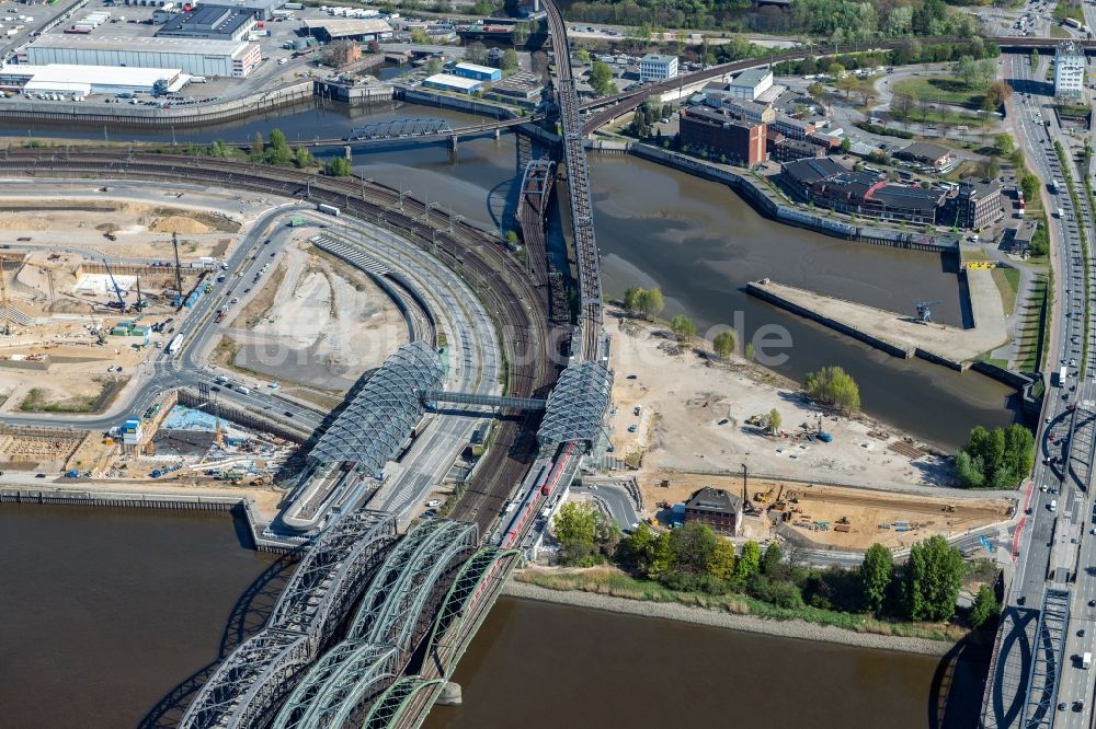 Luftaufnahme Hamburg - Neubau der Haltestelle Elbbrücken der U-Bahn in Hamburg, Deutschland