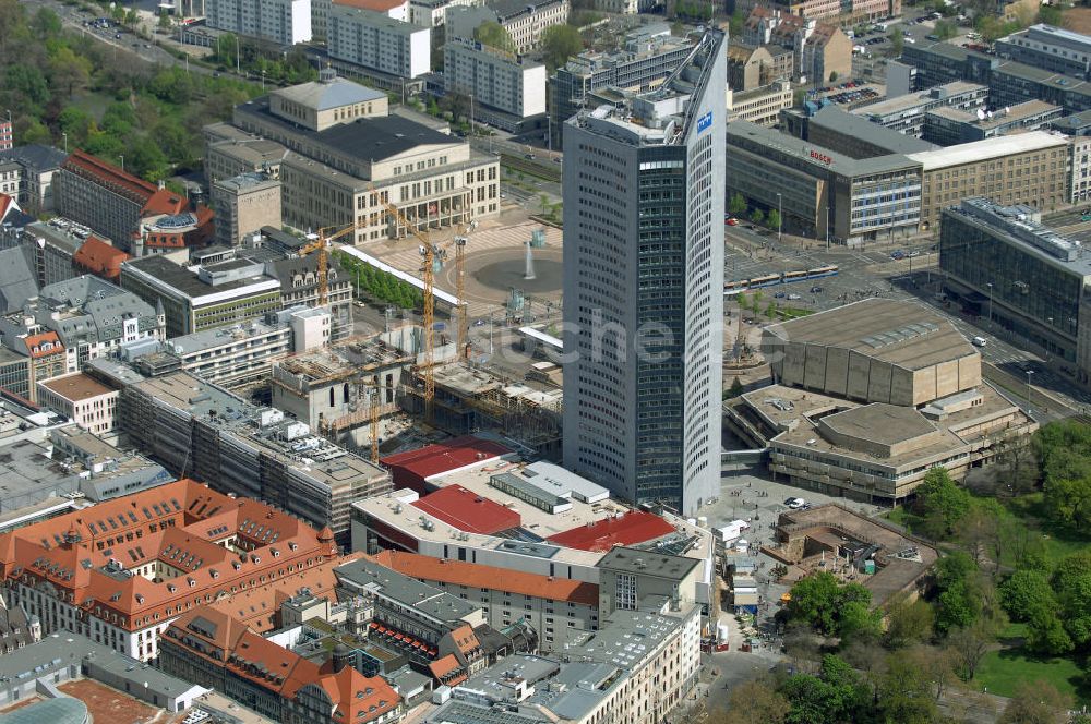 LEIPZIG von oben - Neubau des Hauptgebäudes der UNI Leipzig am Augustusplatz