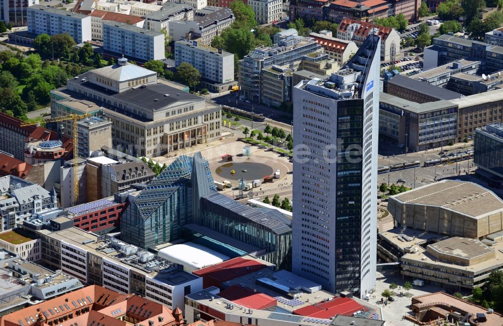 Leipzig von oben - Neubau des Hauptgebäudes der Universität UNI Leipzig im Bundesland Sachsen