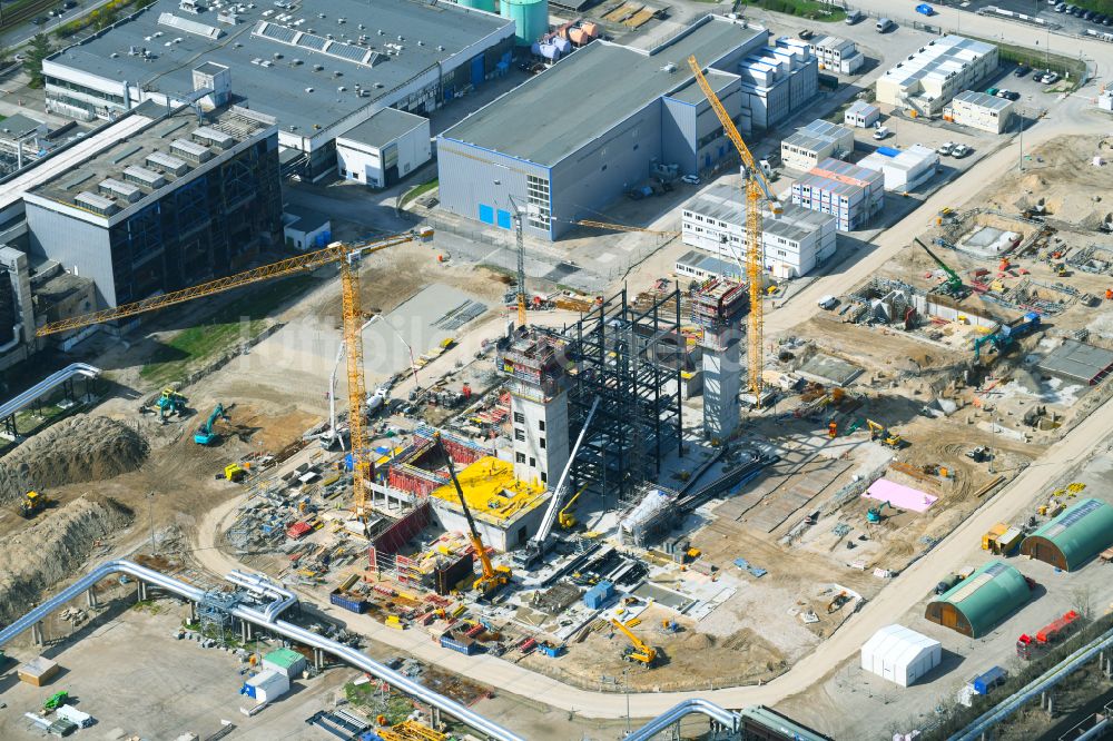 Luftaufnahme Berlin - Neubau des Heizkraftwerkes - Kraft-Wärme-Kopplungsanlage im Ortsteil Marzahn in Berlin, Deutschland