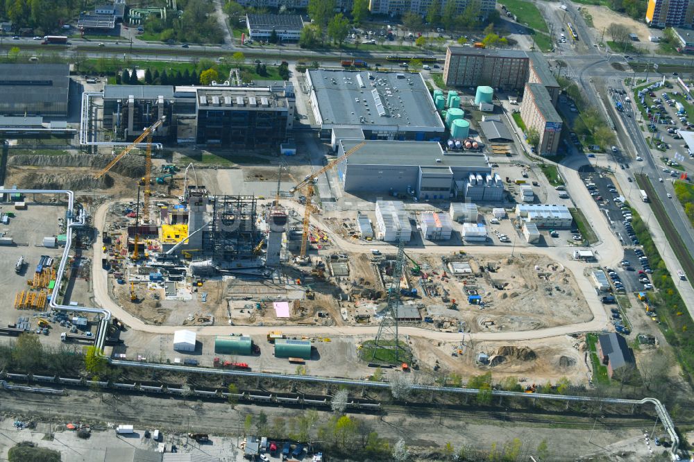 Berlin von oben - Neubau des Heizkraftwerkes - Kraft-Wärme-Kopplungsanlage im Ortsteil Marzahn in Berlin, Deutschland