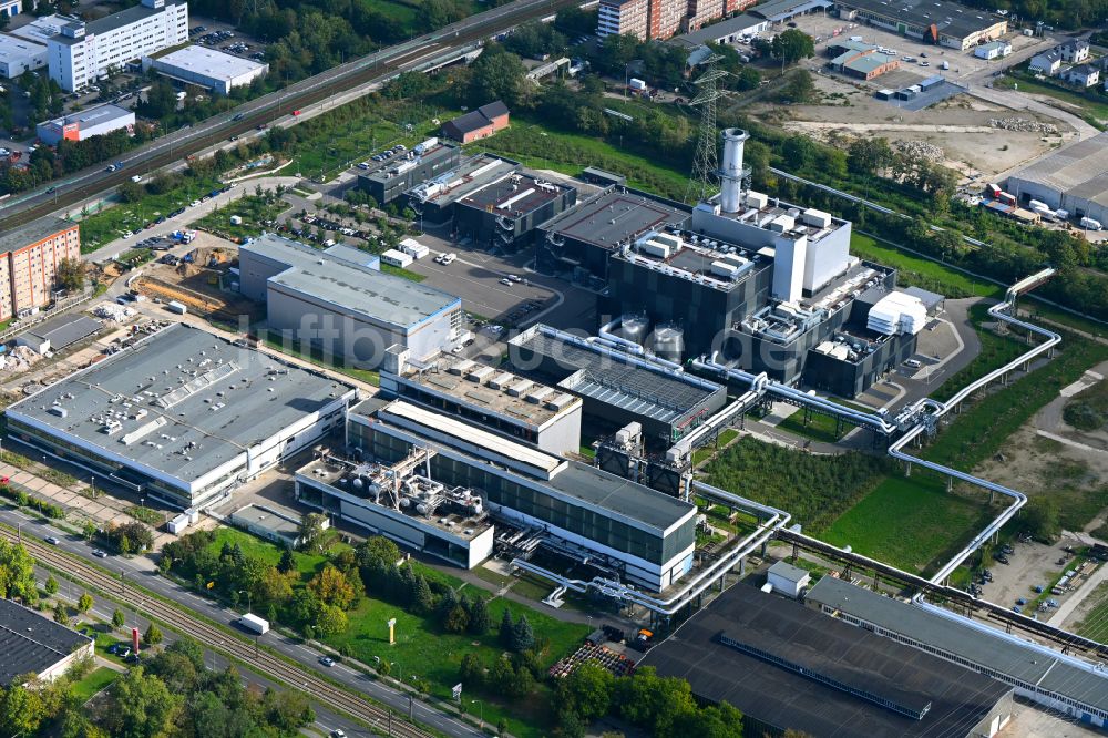 Berlin von oben - Neubau des Heizkraftwerkes - Kraft-Wärme-Kopplungsanlage im Ortsteil Marzahn in Berlin, Deutschland