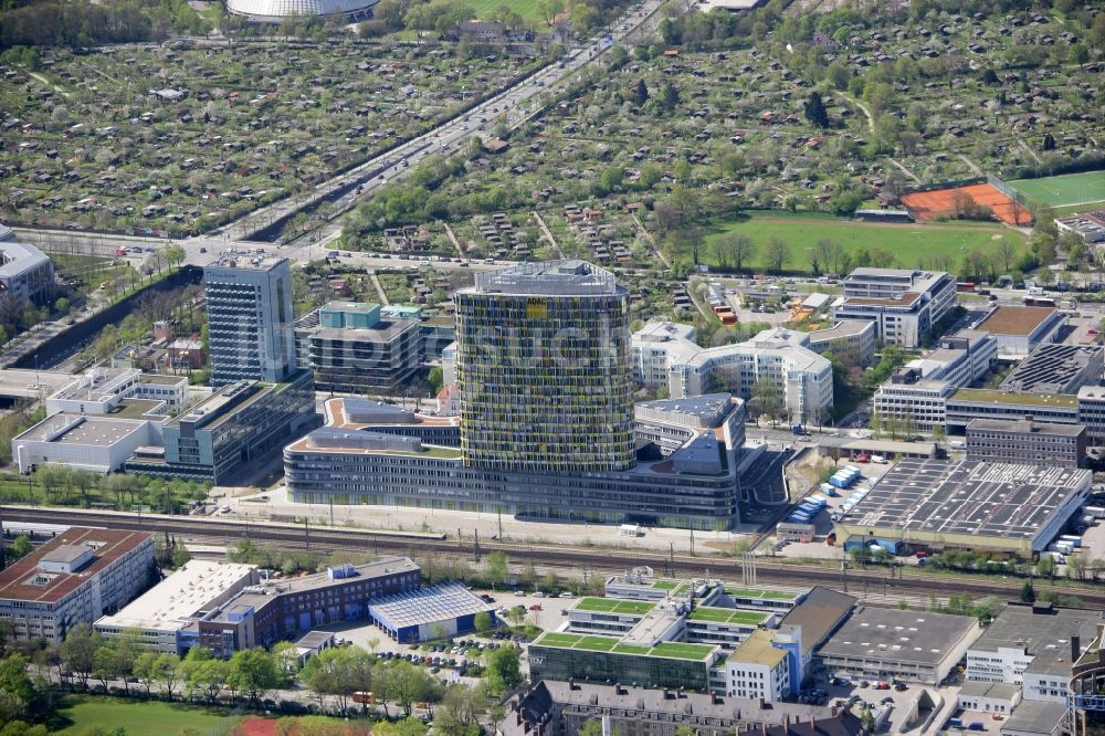 München aus der Vogelperspektive: Neubau- Hochhaus ADAC Zentrale in München