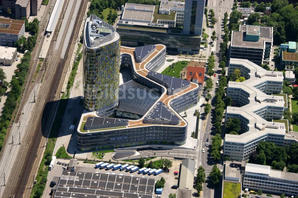 Luftbild München - Neubau- Hochhaus ADAC Zentrale in München im Bundesland Bayern