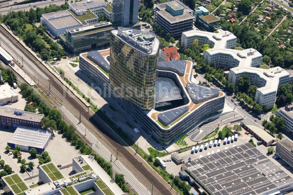 Luftaufnahme München - Neubau- Hochhaus ADAC Zentrale in München im Bundesland Bayern