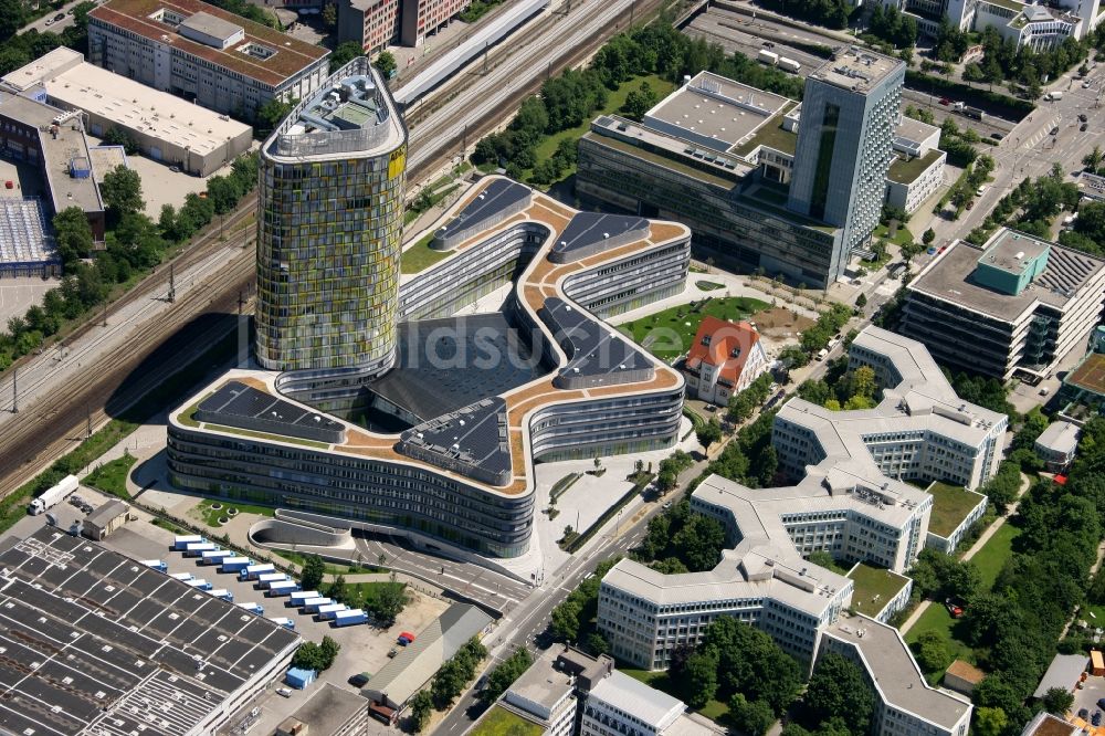 Luftbild München - Neubau- Hochhaus ADAC Zentrale in München im Bundesland Bayern