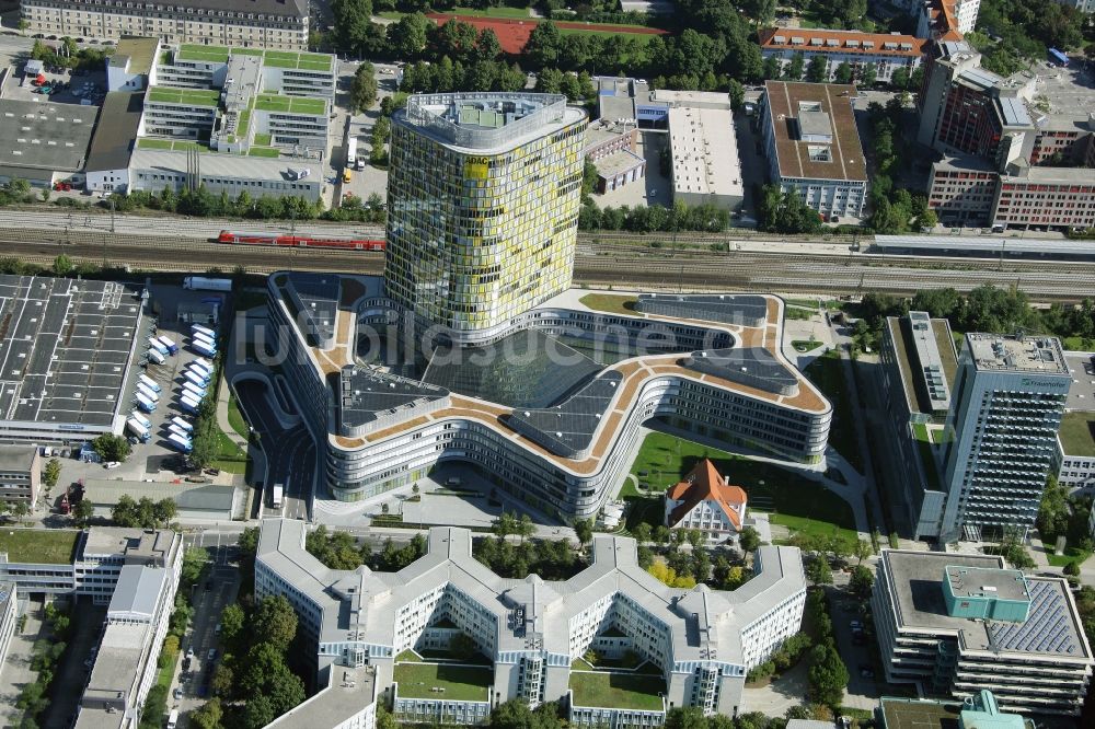 Luftaufnahme München - Neubau- Hochhaus ADAC Zentrale in München im Bundesland Bayern