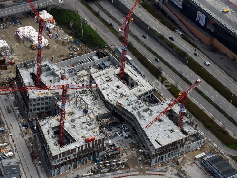 Luftbild Kopenhagen - Neubau- Hochhaus- Baustelle der Hotelanlage an der Carsten Niebuhrs Gade in Kopenhagen in Dänemark