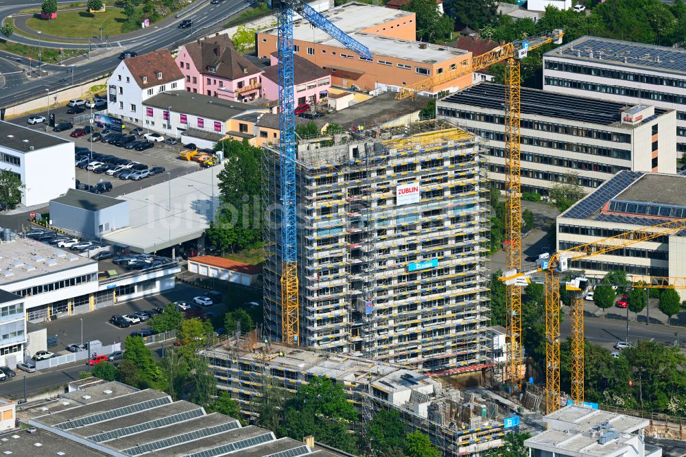 Luftaufnahme Würzburg - Neubau Hochhaus- Gebäude im Wohngebiet Lichtblick in Würzburg im Bundesland Bayern, Deutschland