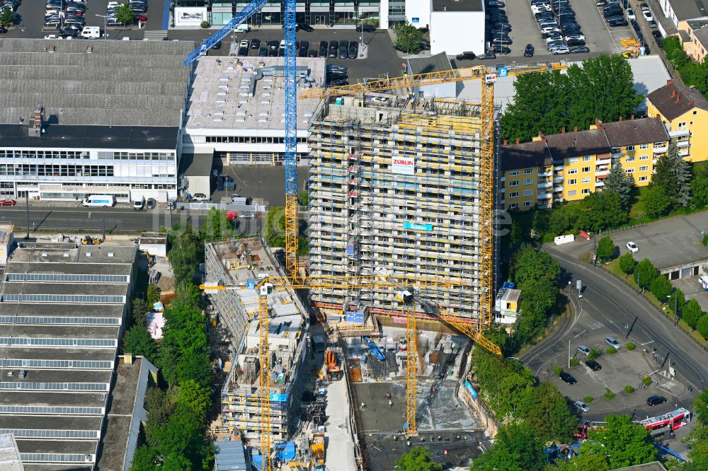 Luftbild Würzburg - Neubau Hochhaus- Gebäude im Wohngebiet Lichtblick in Würzburg im Bundesland Bayern, Deutschland