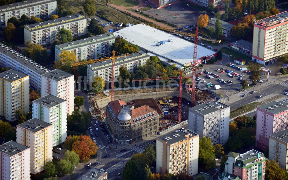 Szczecin - Stettin aus der Vogelperspektive: Neubau Hochhausgebäude Hanza Tower in Szczecin - Stettin in Woiwodschaft Westpommern, Polen
