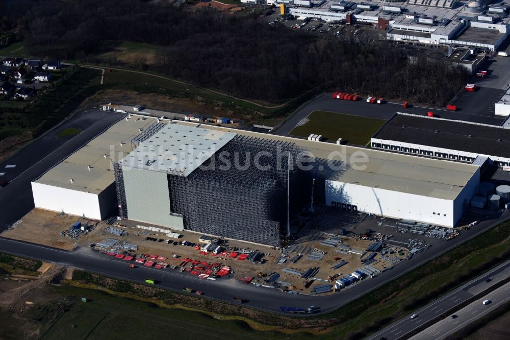 Luftbild Günthersdorf - Neubau eines Hochregal- Lager-Gebäudekomplex und Logistikzentrum auf dem Gelände der Höffner Möbelgesellschaft GmbH & Co.KG in Günthersdorf im Bundesland Sachsen-Anhalt