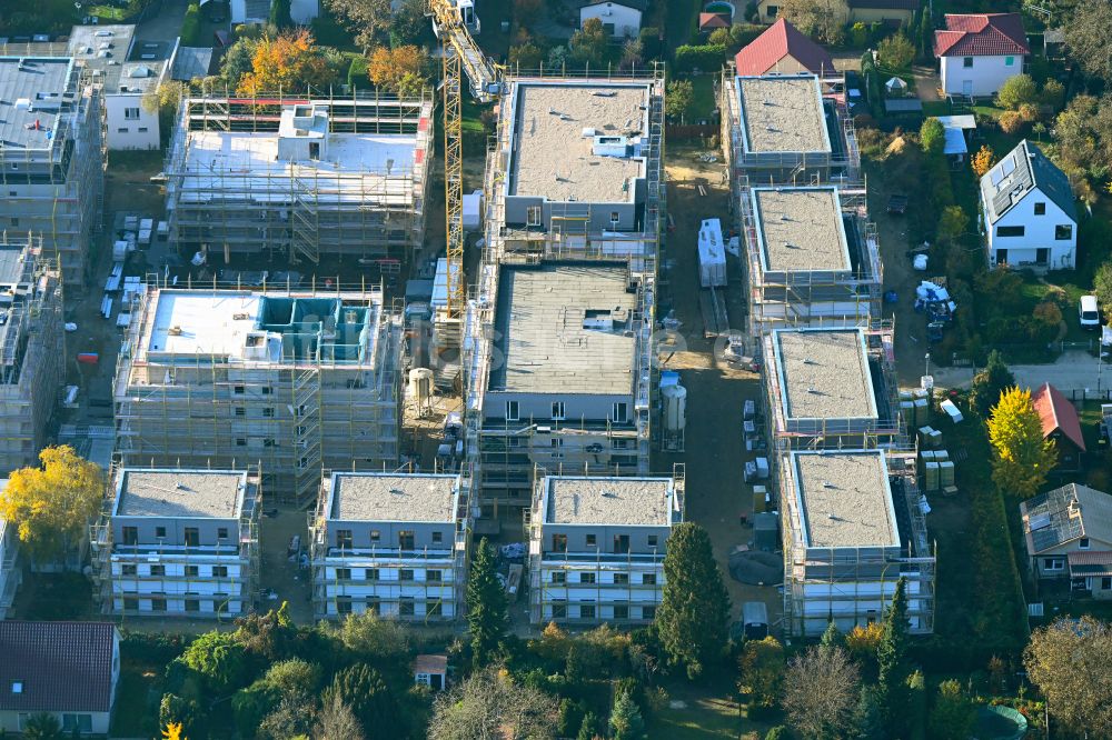 Berlin aus der Vogelperspektive: Neubau Holzbauprojekt und Mehrfamilienhaus-Wohnanlage im Ortsteil Kaulsdorf in Berlin, Deutschland