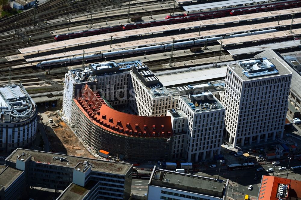 Nürnberg aus der Vogelperspektive: Neubau der Hotelanlage Tafelhof Palais in Nürnberg im Bundesland Bayern, Deutschland