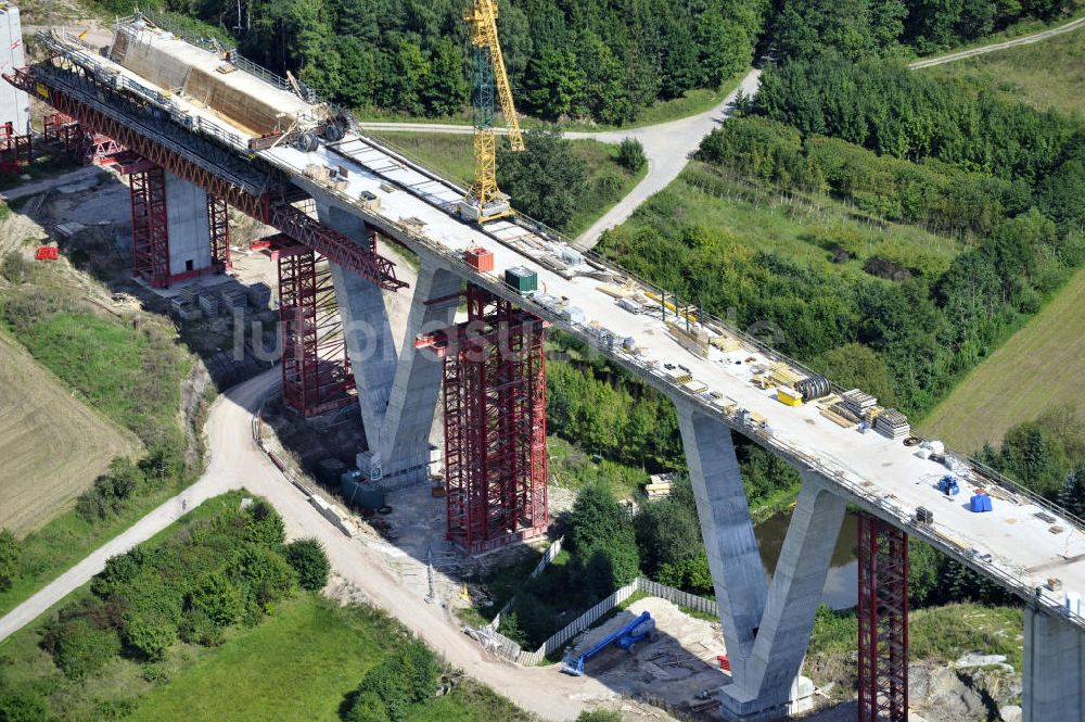 Weißenbrunn am Forst von oben - Neubau der ICE- Talbrücke Weißenbrunn am Forst