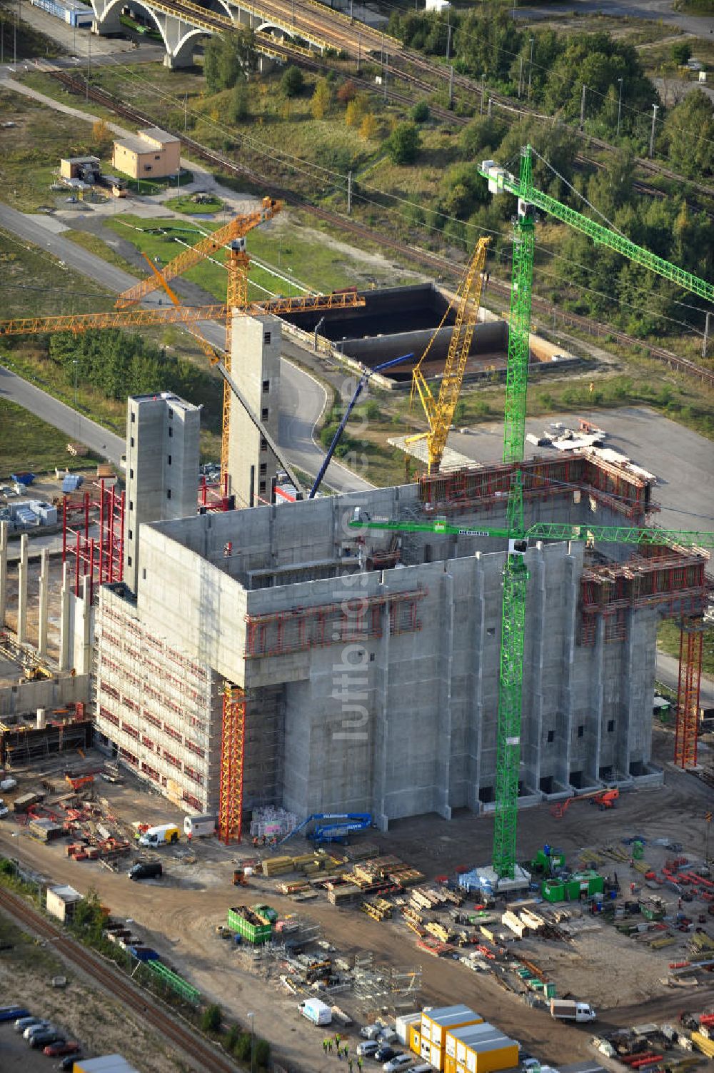 Schwarze Pumpe aus der Vogelperspektive: Neubau des IGNIS - Ersatzbrennstoff- Kraftwerk im brandenburgischen Schwarze Pumpe