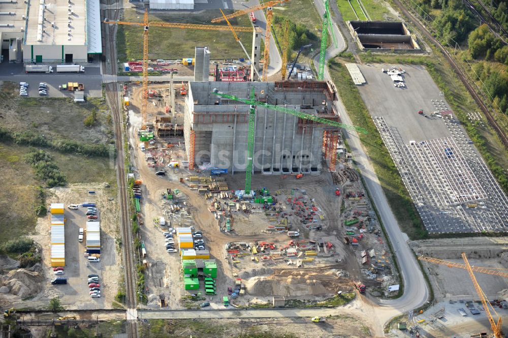 Luftaufnahme Schwarze Pumpe - Neubau des IGNIS - Ersatzbrennstoff- Kraftwerk im brandenburgischen Schwarze Pumpe