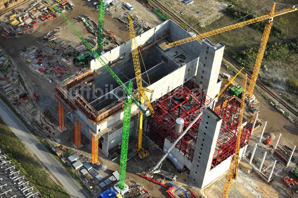 Luftaufnahme Schwarze Pumpe - Neubau des IGNIS - Ersatzbrennstoff- Kraftwerk im brandenburgischen Schwarze Pumpe