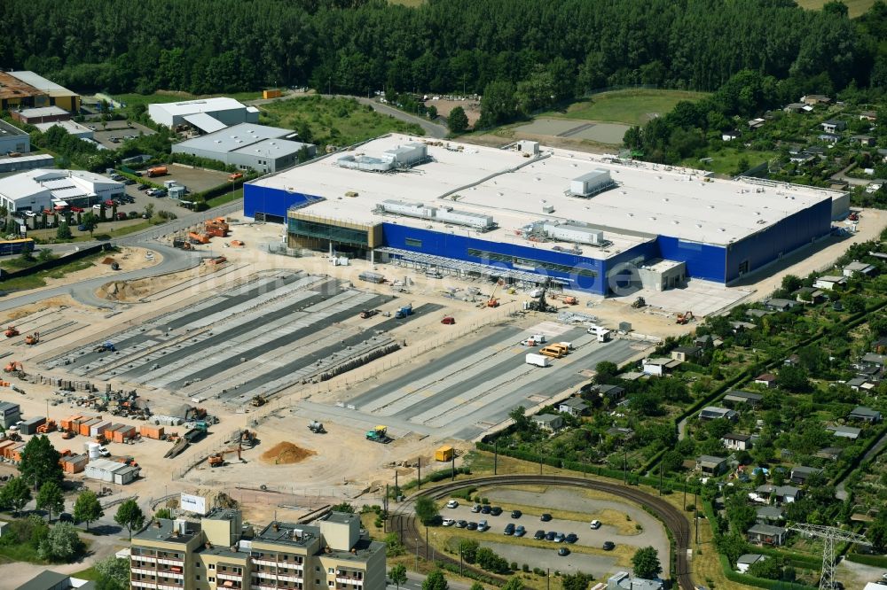 Magdeburg von oben - Neubau eines IKEA- Einrichtungshauses - Möbelmarkt in Magdeburg im Bundesland Sachsen-Anhalt