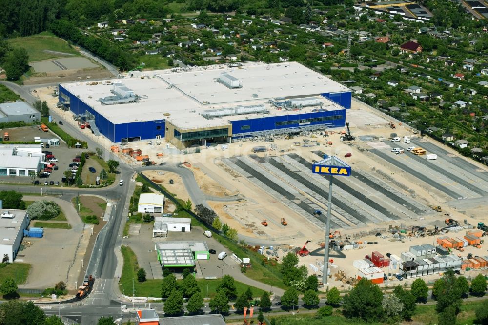 Magdeburg aus der Vogelperspektive: Neubau eines IKEA- Einrichtungshauses - Möbelmarkt in Magdeburg im Bundesland Sachsen-Anhalt