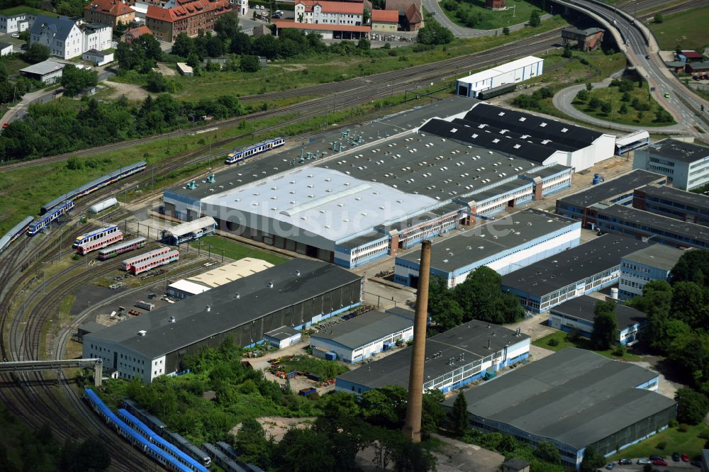 Luftbild Halberstadt - Neubau der Instandhaltungswerkstatt und Ausbesserungswerk für Zug- Waggons in Halberstadt im Bundesland Sachsen-Anhalt, Deutschland