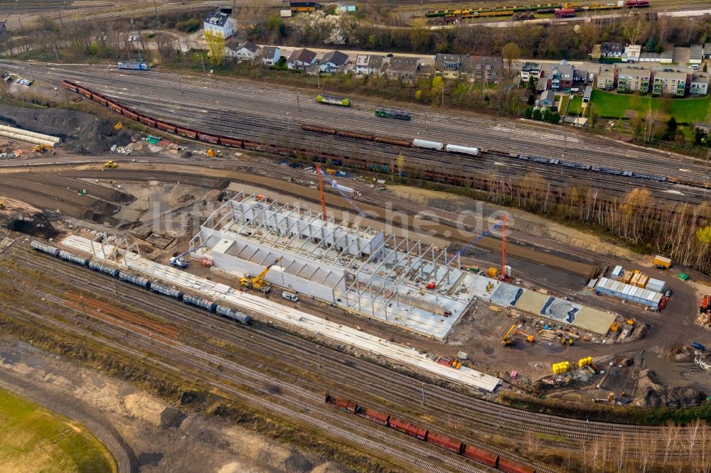 Luftaufnahme Herne - Neubau der Instandhaltungswerkstatt und Ausbesserungswerk für Zug- Waggons im Ortsteil Wanne-Eickel in Herne im Bundesland Nordrhein-Westfalen, Deutschland