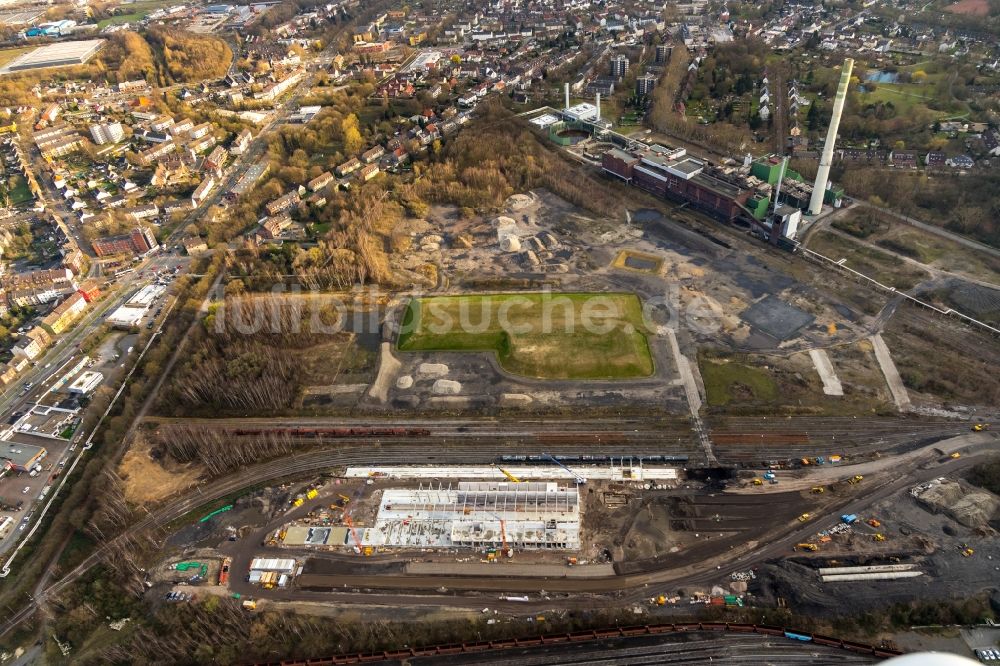 Luftbild Herne - Neubau der Instandhaltungswerkstatt und Ausbesserungswerk für Zug- Waggons im Ortsteil Wanne-Eickel in Herne im Bundesland Nordrhein-Westfalen, Deutschland