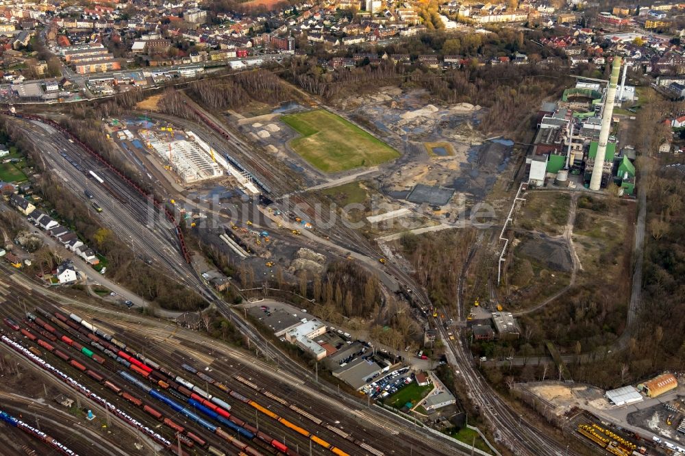 Luftaufnahme Herne - Neubau der Instandhaltungswerkstatt und Ausbesserungswerk für Zug- Waggons im Ortsteil Wanne-Eickel in Herne im Bundesland Nordrhein-Westfalen, Deutschland