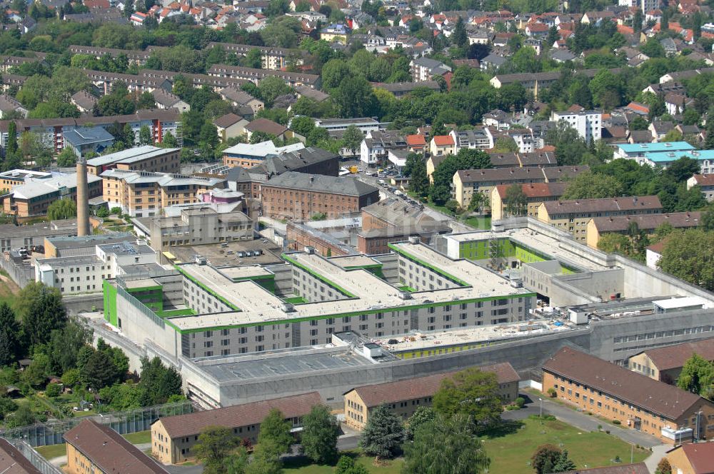 Frankfurt am Main von oben - Neubau der Justizvollzugsanstalt Frankfurt am Main I (JVA I) im Frankfurter Stadtteil Preungesheim