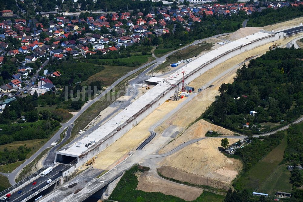 Luftbild Würzburg - Neubau des Katzenbergtunnel der BAB A3 im Ortsteil Heidingsfeld in Würzburg im Bundesland Bayern, Deutschland