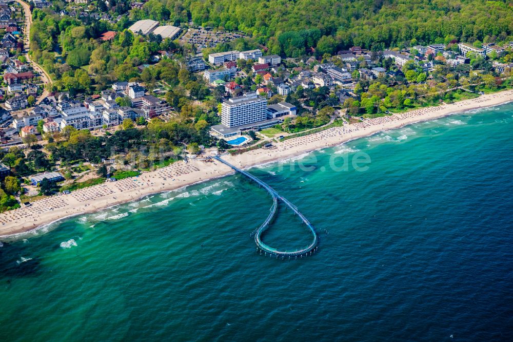 Timmendorfer Strand von oben - Neubau Konstruktion der Seebrücke über die Ostsee in Timmendorfer Strand im Bundesland Schleswig-Holstein, Deutschland