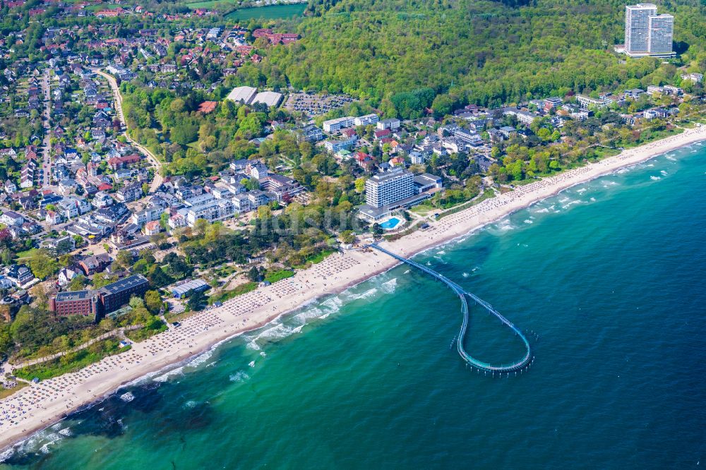 Timmendorfer Strand aus der Vogelperspektive: Neubau Konstruktion der Seebrücke über die Ostsee in Timmendorfer Strand im Bundesland Schleswig-Holstein, Deutschland