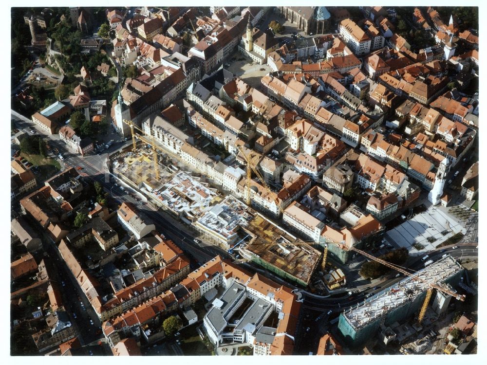 Bautzen von oben - Neubau des Kornmarkt- Center in Bautzen im Bundesland Sachsen, Deutschland