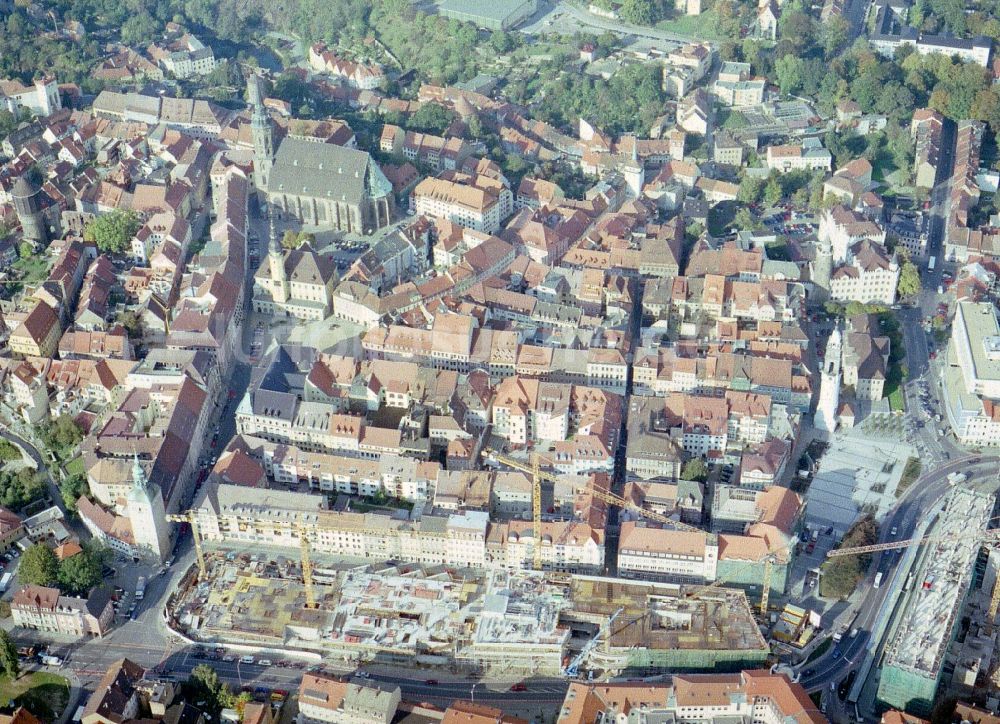 Bautzen aus der Vogelperspektive: Neubau des Kornmarkt- Center in Bautzen im Bundesland Sachsen, Deutschland