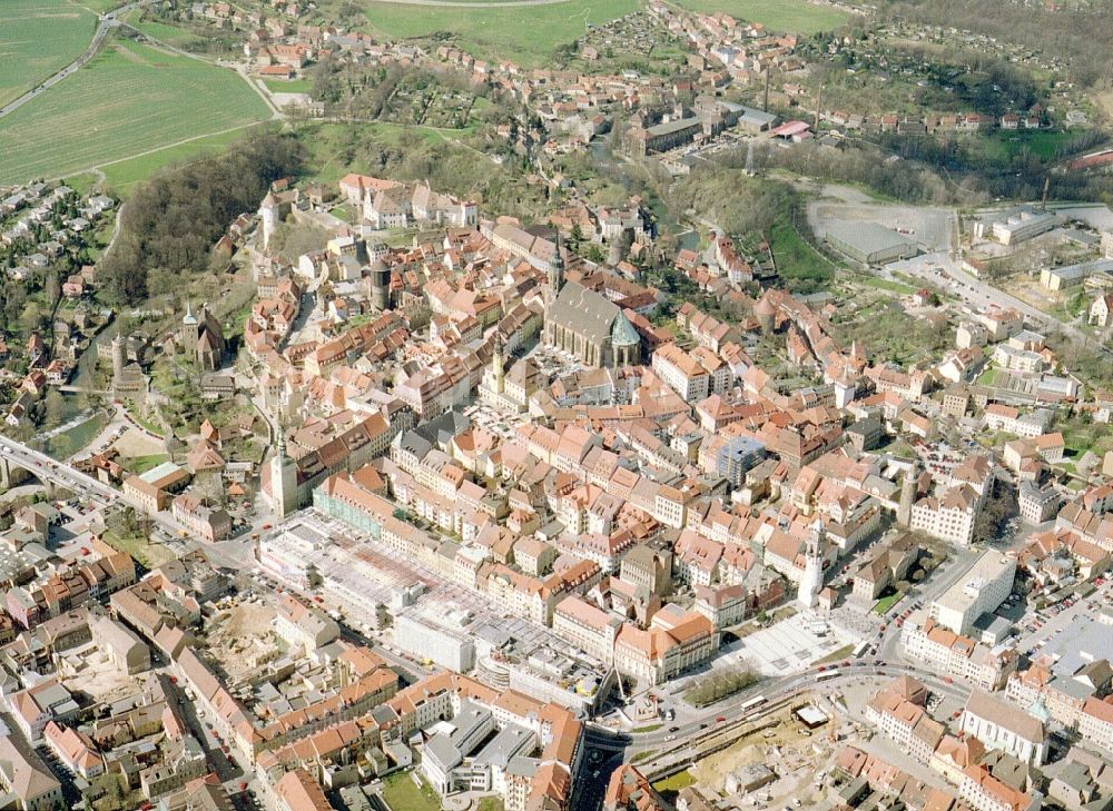 Luftaufnahme Bautzen - Neubau des Kornmarkt- Center in Bautzen im Bundesland Sachsen, Deutschland