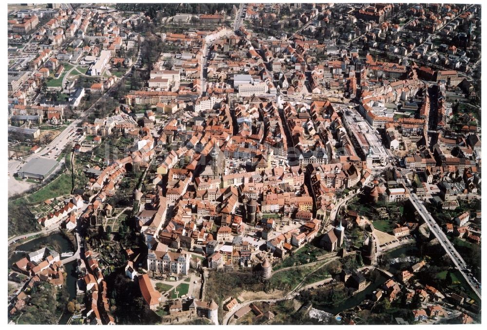 Bautzen von oben - Neubau des Kornmarkt- Center in Bautzen im Bundesland Sachsen, Deutschland