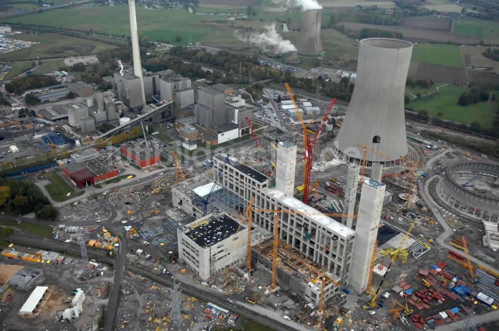 Hamm von oben - Neubau des Kraftwerks Hamm-Uentrop