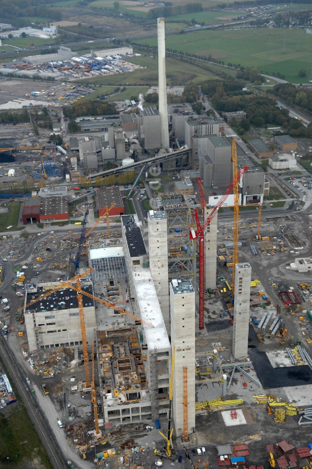 Hamm aus der Vogelperspektive: Neubau des Kraftwerks Hamm-Uentrop