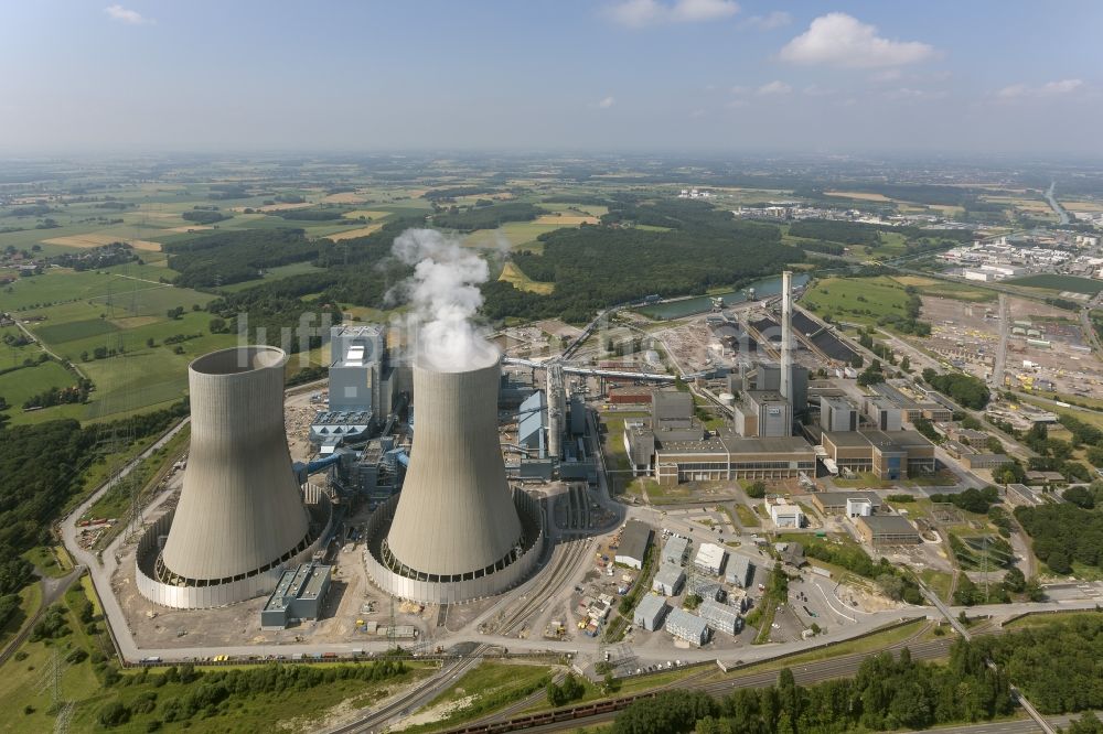 Hamm OT Schmehausen von oben - Neubau des Kraftwerks Westfalen im Ortsteil Schmehausen in Hamm im Bundesland Nordrhein-Westfalen