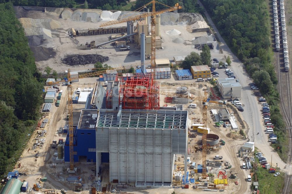 Luftaufnahme Rüdersdorf - Neubau der Kraftwerksanlagen des Heizkraftwerkes der Müllverbrennungsanlage IKW Rüdersdorf am Siedlerweg in Rüdersdorf im Bundesland Brandenburg, Deutschland