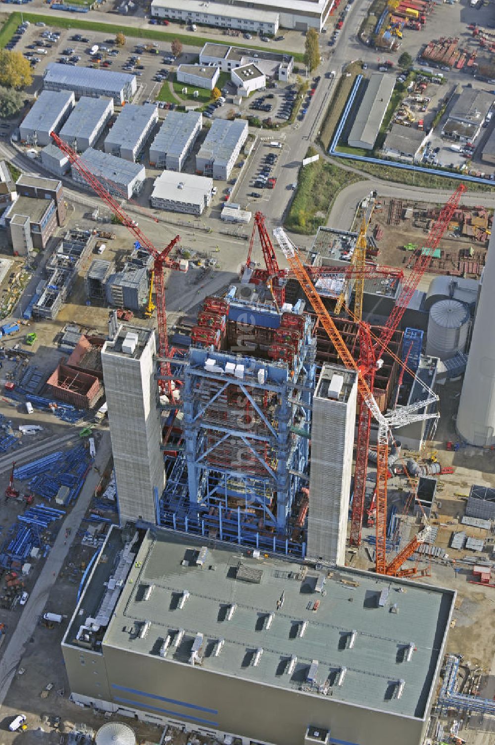 Karlsruhe aus der Vogelperspektive: Neubau Kraftwerksblock Karlsruhe