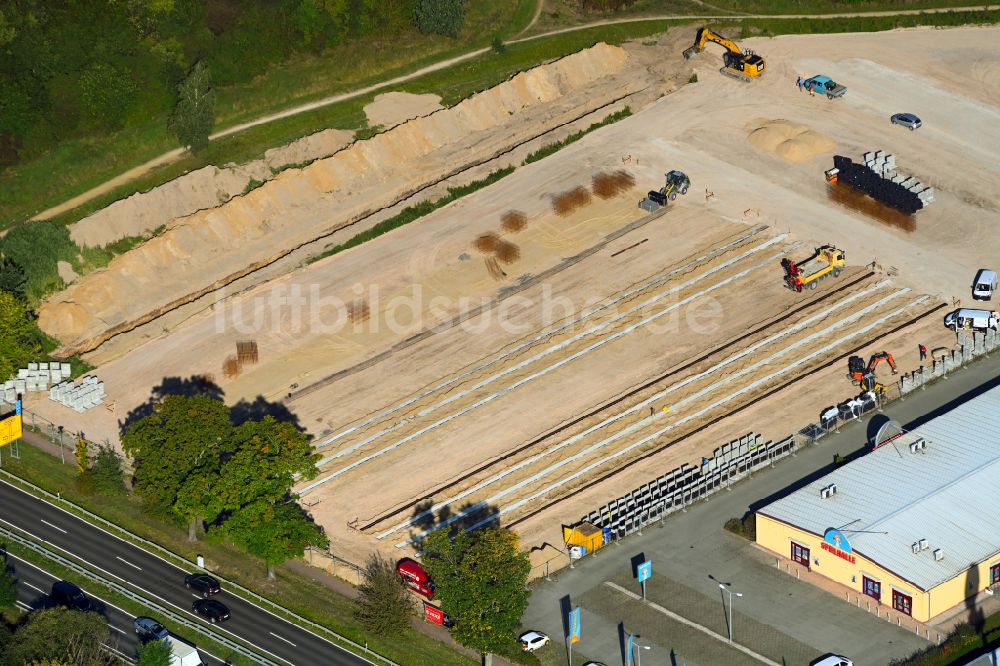 Luftaufnahme Hönow - Neubau Lagerhallen Selfstorage- Gebäude - Neubau in Hönow im Bundesland Brandenburg, Deutschland