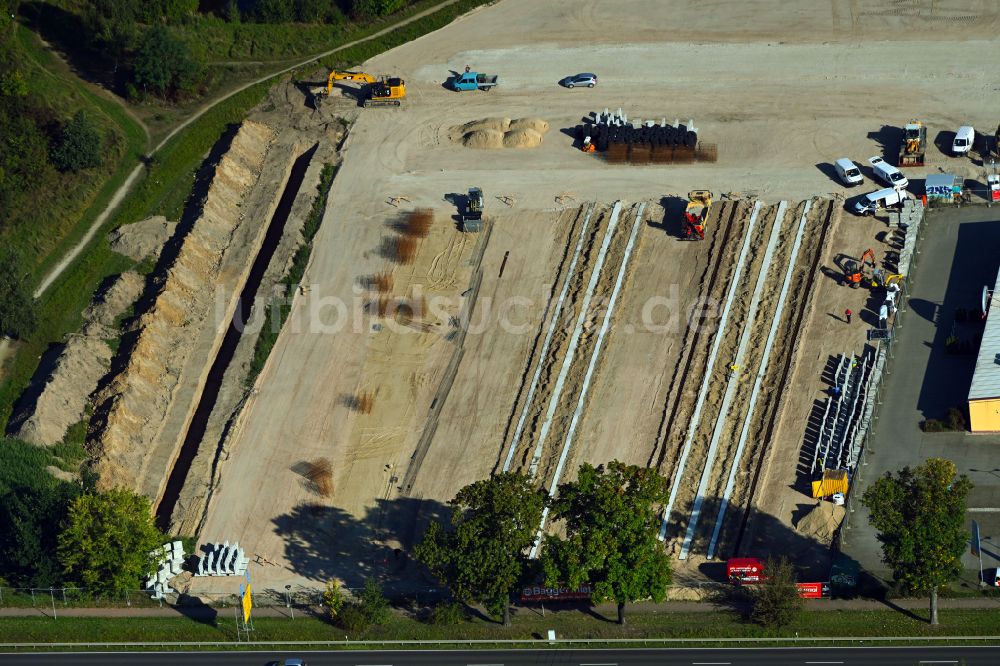 Hönow von oben - Neubau Lagerhallen Selfstorage- Gebäude - Neubau in Hönow im Bundesland Brandenburg, Deutschland