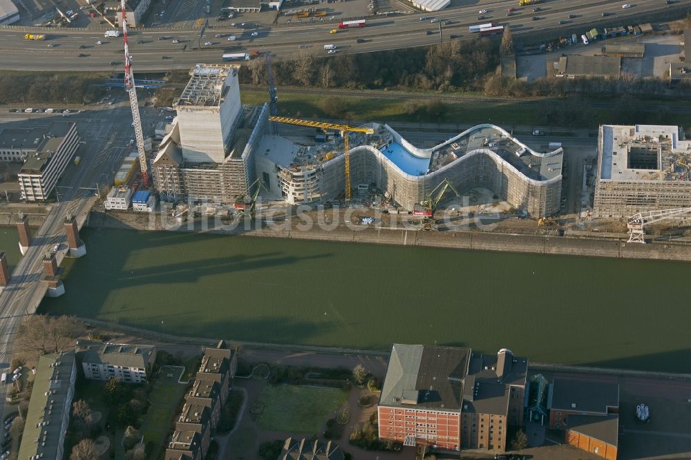 Duisburg aus der Vogelperspektive: Neubau Landesarchiv NRW Abteilung Rheinland in Duisburg im Bundesland Nordrhein-Westfalen