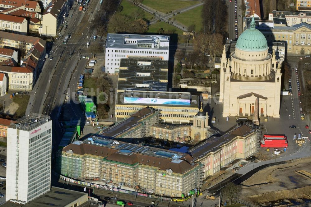 Potsdam von oben - Neubau des Landtages in Potsdam im Bundesland Brandenburg