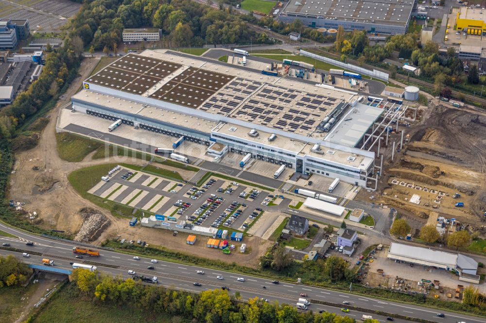 Herne aus der Vogelperspektive: Neubau des Lidl Hochregal- Lager-Gebäudekomplex und Logistikzentrum auf dem Gelände HerBo43 in Herne im Bundesland Nordrhein-Westfalen, Deutschland