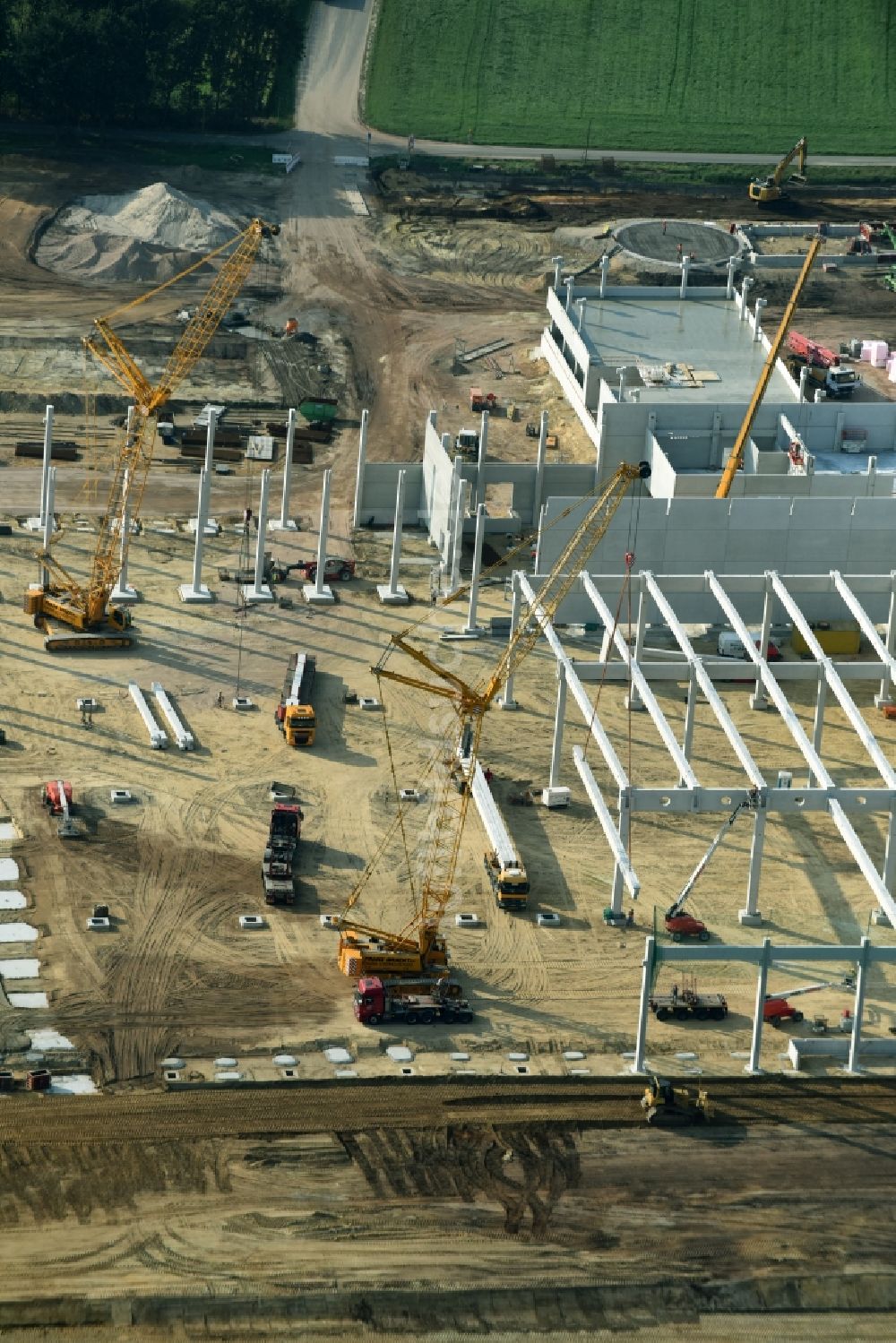 Cloppenburg von oben - Neubau Lidl- Zentrallager und Logistikzentrum in Cloppenburg im Bundesland Niedersachsen