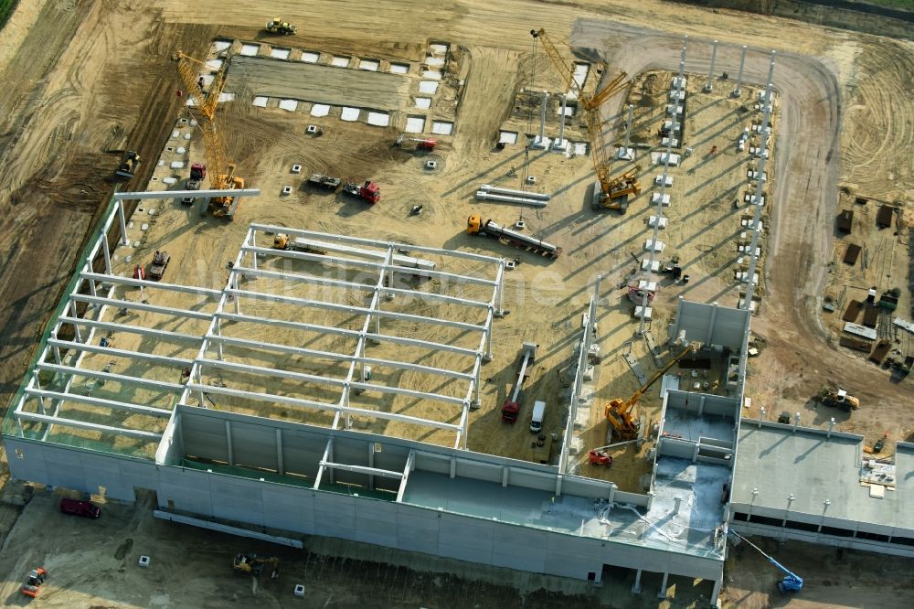 Cloppenburg von oben - Neubau Lidl- Zentrallager und Logistikzentrum in Cloppenburg im Bundesland Niedersachsen