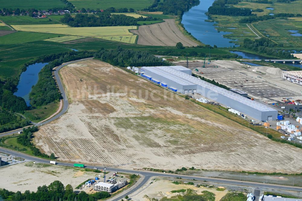 Bremerhaven aus der Vogelperspektive: Neubau des Logistikzentrums Maersk Logistik Campus in Bremerhaven im Bundesland Bremen, Deutschland