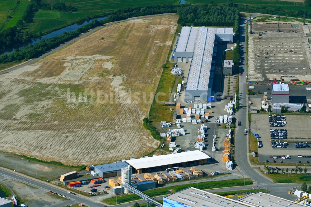 Luftaufnahme Bremerhaven - Neubau des Logistikzentrums Maersk Logistik Campus in Bremerhaven im Bundesland Bremen, Deutschland